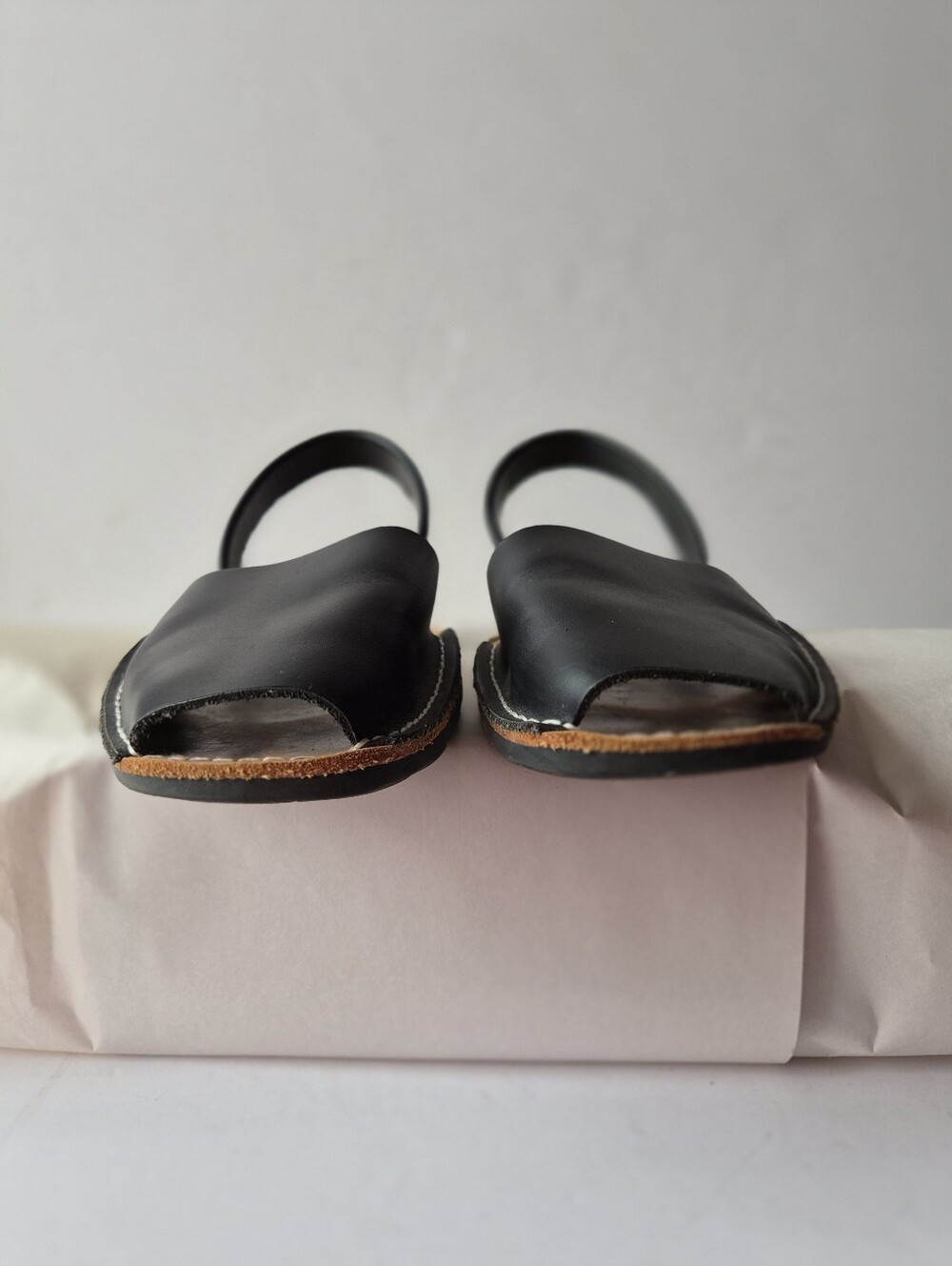 Pons Avarca Classic Black Leather Sandals Size 10 EU 40 European Minimalist Boho - Picture 4 of 16